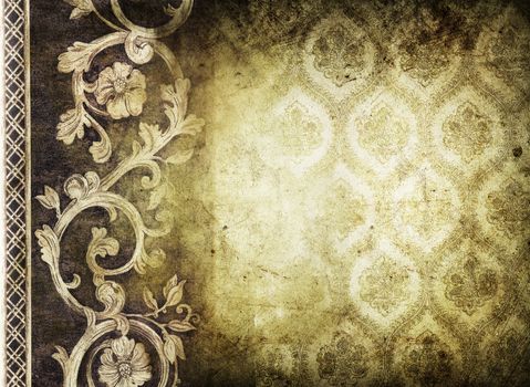 Grunge floral wallpaper background. Space for advertising copy