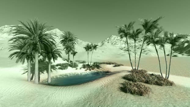 Oasis in the desert made in 3d software