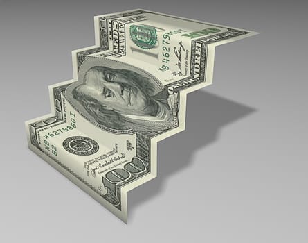 folded dollar banknote  made in 3d software