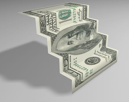 folded dollar banknote  made in 3d software