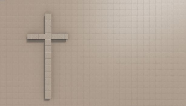 Cross on the wall made in 3d software