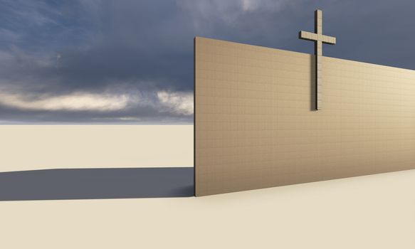 Cross on the wall made in 3d software