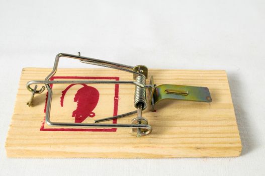 Wooden Mouse Trap on a White Background