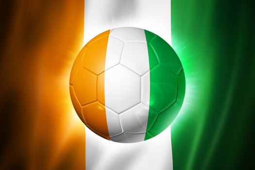 3D soccer ball with Ivory Coast team flag, world football cup Brazil 2014