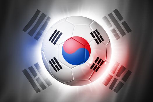 3D soccer ball with South Korea team flag, world football cup Brazil 2014