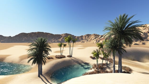 Oasis in the desert made in 3d software