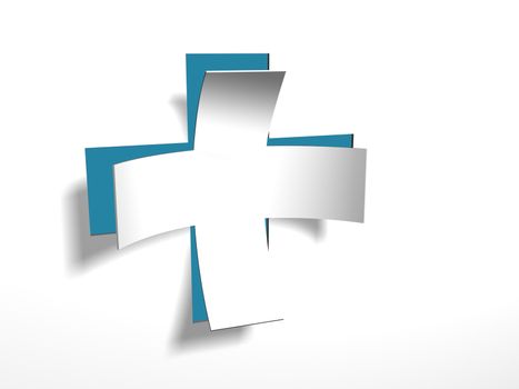 White cross with blue red back made in 3d software