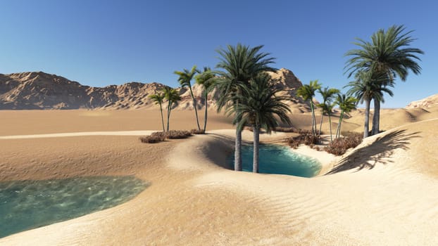 Oasis in the desert made in 3d software