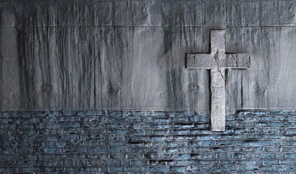 Old Wall With Cross made in 3d software