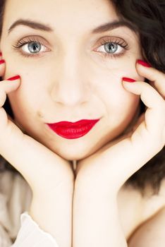 beautiful retro girl portrait in vintage style dress