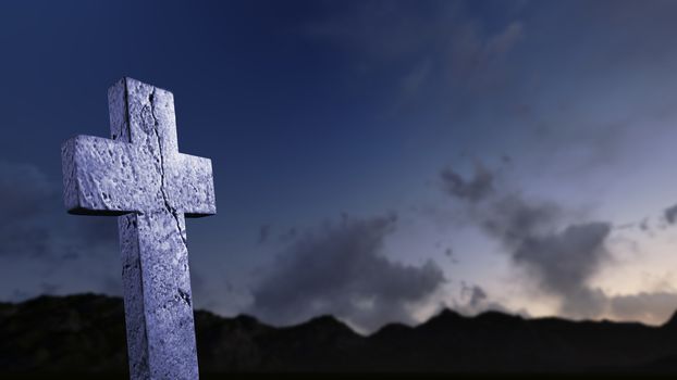 crosses  silhouette with the sky as background