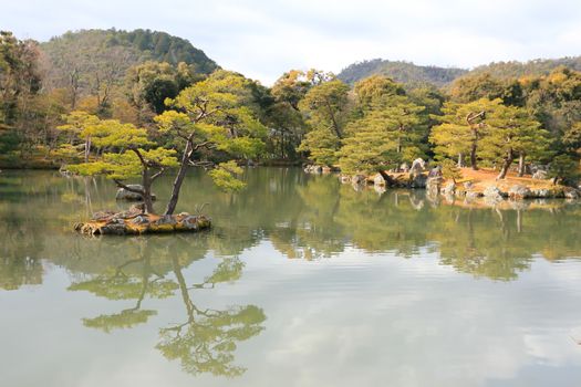 Kyoto, Japan - Japanese garden at famous Kinkakuji (Kinkaku-ji)