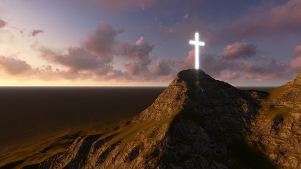 glowing wooden cross   made in 3d software