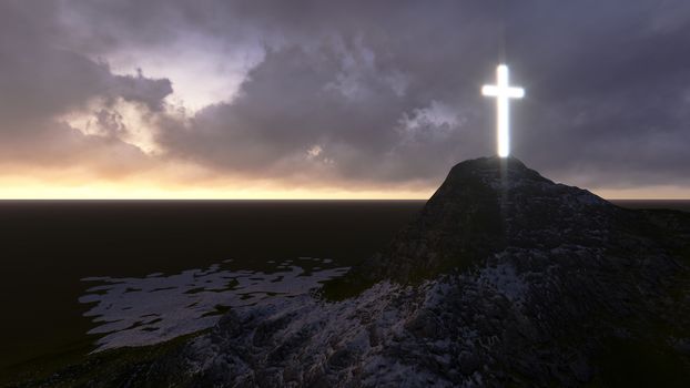 glowing wooden cross   made in 3d software