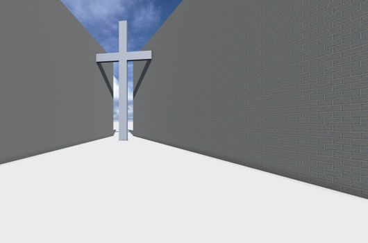 cross betwen two walls made in 3d software