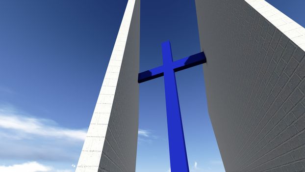 cross betwen two walls made in 3d software