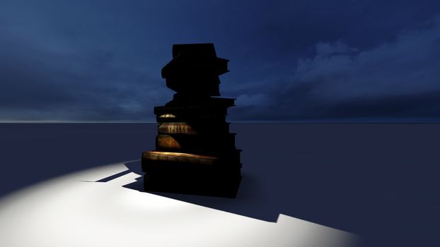 Pile of old books made in 3d software