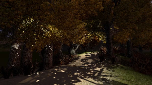 small forest path made in 3d software