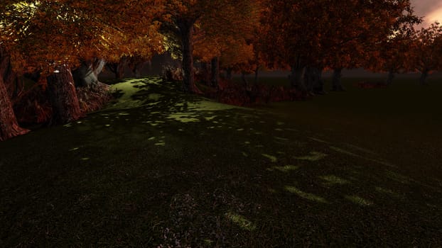 small forest path made in 3d software