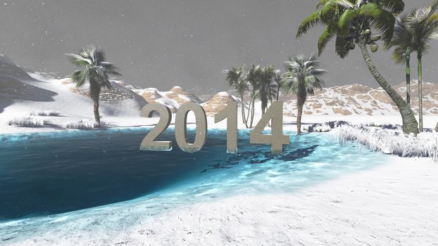 Oasis in the desert 2014  winter made in 3 d software