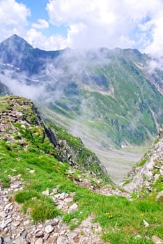 Alpine landscape in Fagaras mountains, Vistea Mare valley.