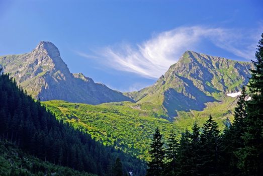 Beautiful morning in Fagaras mountains, Romanian Carpathians.