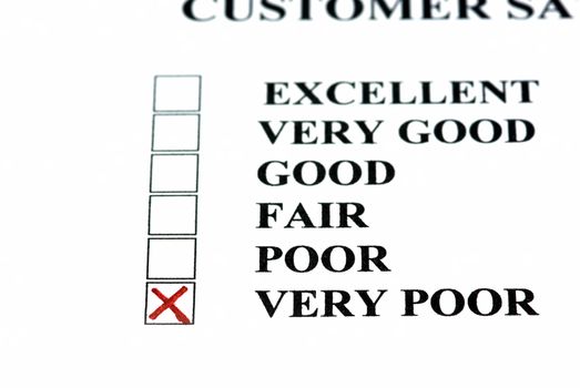 Negative comment on customer satisfaction form: very poor.