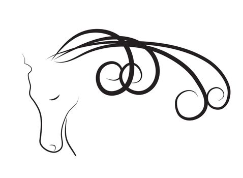Elegant horse done in black-white a minimal style