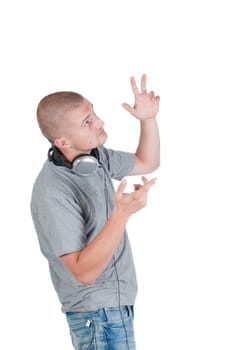 Studio shot of man isolated on white