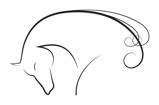 Elegant horse done in black-white a minimal style