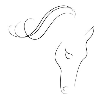 Elegant horse done in black-white a minimal style