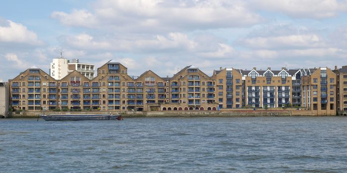 Docks in London Docklands on River Thames, UK