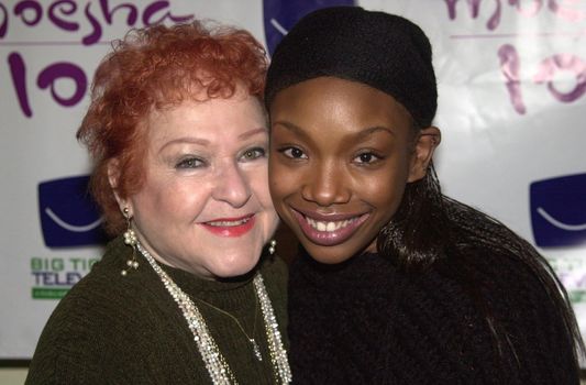 Estelle Harris and Brandy Norwood at the Moesha 100th Episode Party, Sunset Room, Hollywood, 02-17-00