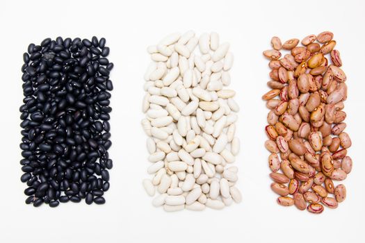 Mixed beans on white background