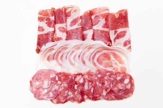 Cold cuts on white background