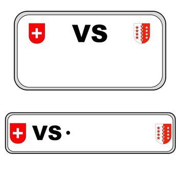 Valais front and back plate numbers, Switzerland, in white background