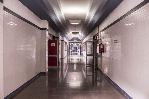 white hospital corridor, clean and hygienic space