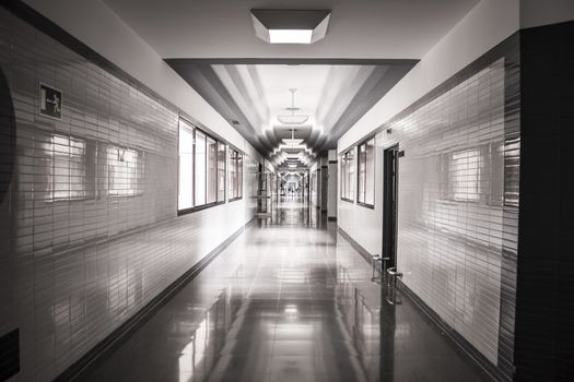 white hospital corridor, clean and hygienic space