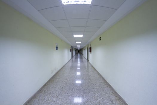 white hospital corridor, clean and hygienic space