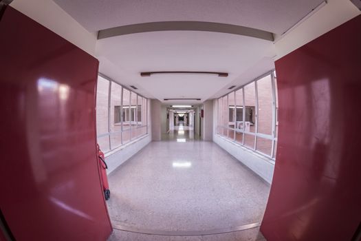 white hospital corridor, clean and hygienic space