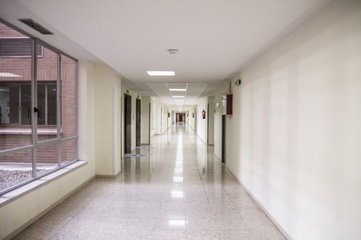 white hospital corridor, clean and hygienic space