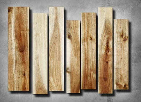 Closeup of wooden planks on grey background