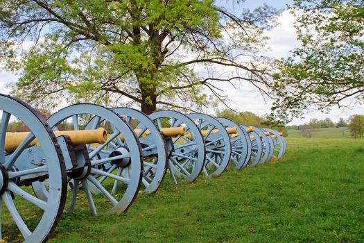 Revolutionary War cannons on display at Valley Forge National Historical Park, Pennsylvania, USA.