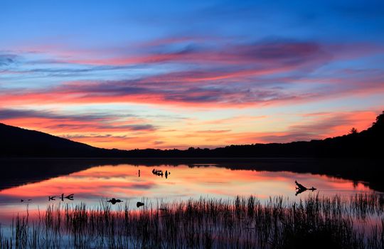 Sunrise at Locust Lake State Park, Pennsylvania, USA.