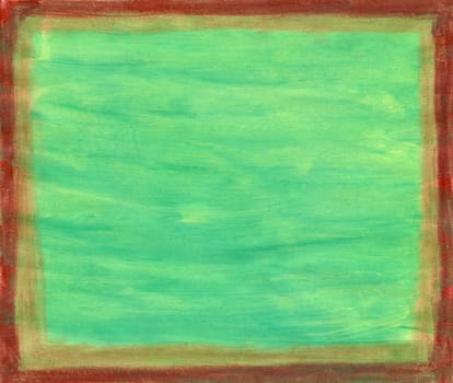 Brown and green tempera and crayon empty frame