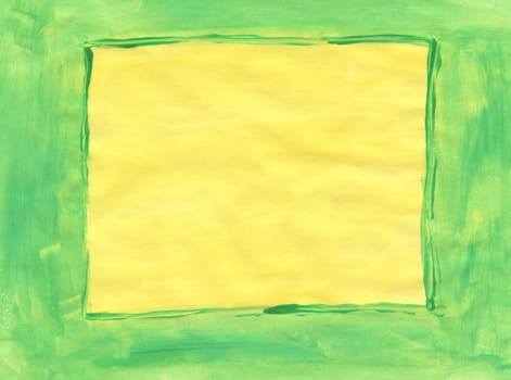 Yellow and green hand painted tempera empty frame