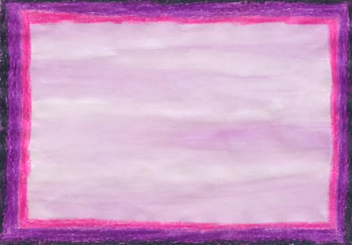 Crayon and watercolor purple and pink frame