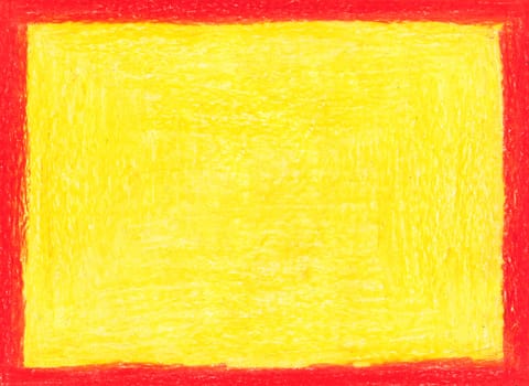 Crayon art of bright orange and yellow rectangular frame