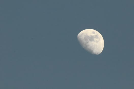 Half Crescent Moon over a Blue Sky
