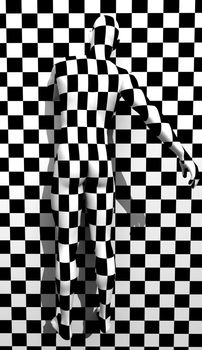 checkered man on the wall